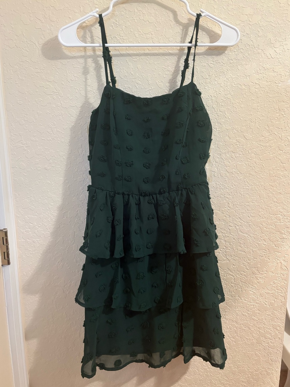 Trixxi Dark Green Tiered Spaghetti-Strap Dress
